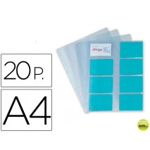 RECAMBIO 20 FUNDAS PARDO PARA TARJETERO TAMAÑO DIN A4 PVC CAPACIDAD 20 TARJETAS
