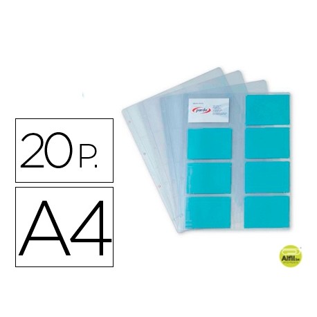 RECAMBIO 20 FUNDAS PARDO PARA TARJETERO TAMAÑO DIN A4 PVC CAPACIDAD 20 TARJETAS