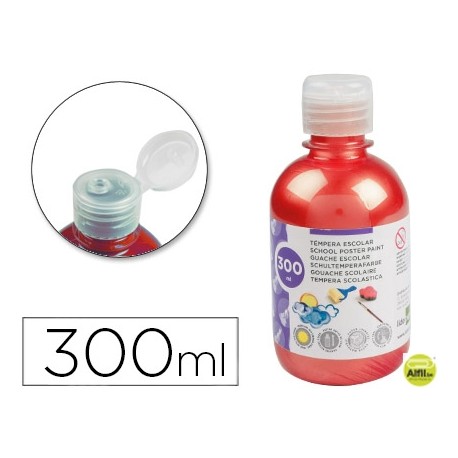 TEMPERA LIQUIDA LIDERPAPEL ESCOLAR 300 ML ROJO METALIZADO