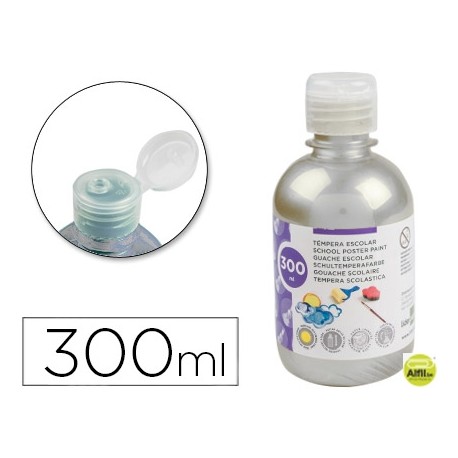 TEMPERA LIQUIDA LIDERPAPEL ESCOLAR 300 ML PLATA