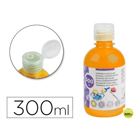 TEMPERA ESCOLAR LIDERPAPEL 300 ML NARANJA FLUORESCENTE