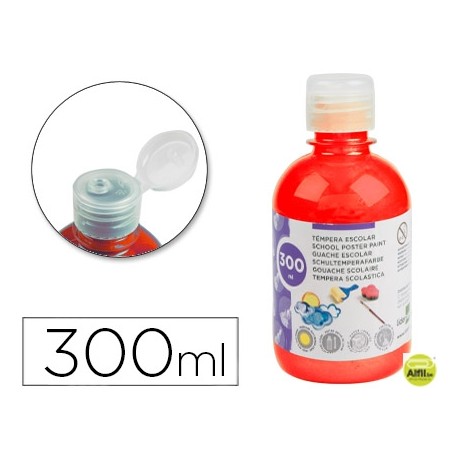 TEMPERA ESCOLAR LIDERPAPEL 300 ML ROJO FLUORESCENTE