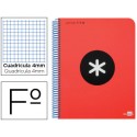 BLOC ESPIRAL LIDERPAPEL FOLIO ANTARTIK TAPA EXTRADURA 80 H 100G CUADRO 4 MM CON MARGEN COLOR ROJO
