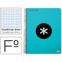 BLOC ESPIRAL LIDERPAPEL FOLIO ANTARTIK TAPA EXTRADURA 80 H 100G CUADRO 4 MM CON MARGEN COLOR TURQUES