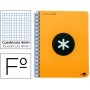 BLOC ESPIRAL LIDERPAPEL FOLIO ANTARTIK TAPA EXTRADURA 80 H 100G CUADRO 4 MM CON MARGEN COLOR NARANJA
