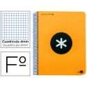 BLOC ESPIRAL LIDERPAPEL FOLIO ANTARTIK TAPA EXTRADURA 80 H 100G CUADRO 4 MM CON MARGEN COLOR NARANJA