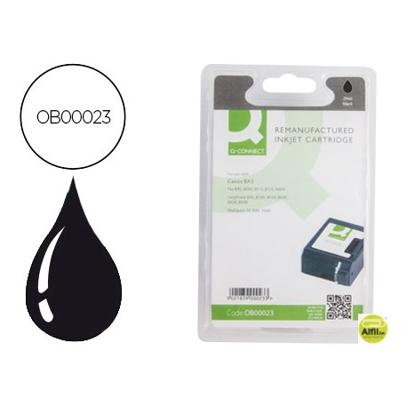 INK-JET Q-CONNECT COMPATIBLE CANON BX-3 NEGRO B100 110 120 140 150 155 820 840 MP10 -1.000PAG-