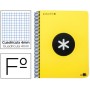 BLOC ESPIRAL LIDERPAPEL FOLIO ANTARTIK TAPA EXTRADURA 80 H 100G CUADRO 4 MM CON MARGEN COLOR AMARILL