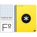 BLOC ESPIRAL LIDERPAPEL FOLIO ANTARTIK TAPA EXTRADURA 80 H 100G CUADRO 4 MM CON MARGEN COLOR AMARILL