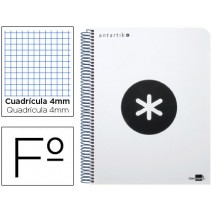 BLOC ESPIRAL LIDERPAPEL FOLIO ANTARTIK TAPA EXTRADURA 80 H 100G CUADRO 4 MM CON MARGEN COLOR BLANCO