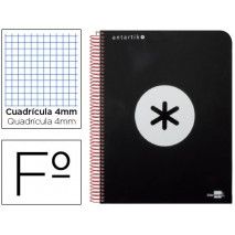 BLOC ESPIRAL LIDERPAPEL FOLIO ANTARTIK TAPA EXTRADURA 80 H 100G CUADRO 4 MM CON MARGEN COLOR NEGRO