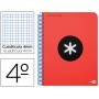 BLOC ESPIRAL LIDERPAPEL CUARTO ANTARTIK TAPA EXTRADURA 80 H 100G CUADRO 4 MM CON MARGEN COLOR ROJO
