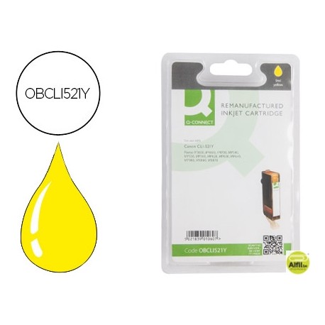 INK-JET Q-CONNECT COMPATIBLE CANON CLI-521Y AMARILLO PIXMA MP620/630/98 IP3600/4600