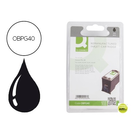 INK-JET Q-CONNECT COMPATIBLE CANON IP1200 1300 1600 2200 MP150 160 170 450 460 JX200 55NEGRO PG-40