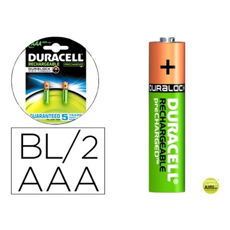 PILA DURACELL RECARGABLE STAYCHARGED AAA 800 MAH BLISTER DE 2 UNIDADES