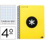 BLOC ESPIRAL LIDERPAPEL CUARTO ANTARTIK TAPA EXTRADURA 80 H 100G CUADRO 4 MM CON MARGEN COLOR AMARIL