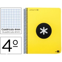 BLOC ESPIRAL LIDERPAPEL CUARTO ANTARTIK TAPA EXTRADURA 80 H 100G CUADRO 4 MM CON MARGEN COLOR AMARIL