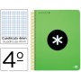BLOC ESPIRAL LIDERPAPEL CUARTO ANTARTIK TAPA EXTRADURA 80 H 100 G CUADRO 4 MM CON MARGEN COLOR VERDE