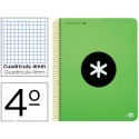 BLOC ESPIRAL LIDERPAPEL CUARTO ANTARTIK TAPA EXTRADURA 80 H 100 G CUADRO 4 MM CON MARGEN COLOR VERDE