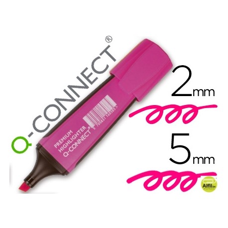 ROTULADOR Q-CONNECT FLUORESCENTE ROSA PREMIUM PUNTA BISELADA CON SUJECION DE CAUCHO