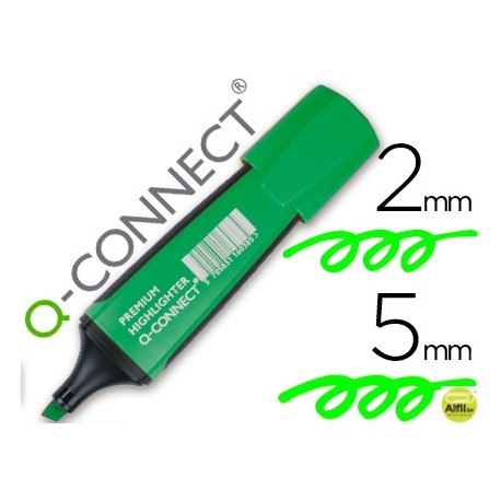 ROTULADOR Q-CONNECT FLUORESCENTE VERDE PREMIUM PUNTA BISELADA CON SUJECION DE CAUCHO