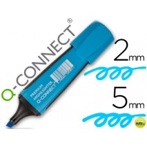 ROTULADOR Q-CONNECT FLUORESCENTE AZUL PREMIUM PUNTA BISELADA CON SUJECION DE CAUCHO
