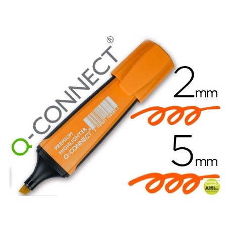 ROTULADOR Q-CONNECT FLUORESCENTE NARANJA PREMIUM PUNTA BISELADA CON SUJECION DE CAUCHO