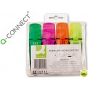 ROTULADOR Q-CONNECT FLUORESCENTE PREMIUM ESTUCHE DE 4 COLORES SURTIDOS PUNTA BISELADA CON SUJECION D