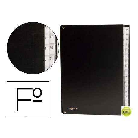 CARPETA CLASIFICADOR CARTON COMPACTO PARDO FOLIO 31 DEPARTAMENTO NUMERICOS NEGRO