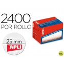 ETIQUETA ADHESIVA APLI 1674 TAMAÑO 25 MM REDONDAS EN ROLLO DE 2400 UNIDADES