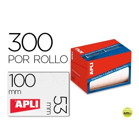 ETIQUETA ADHESIVA APLI 1704 TAMAÔO 53X100 MM EN ROLLO DE 300 UNIDADES