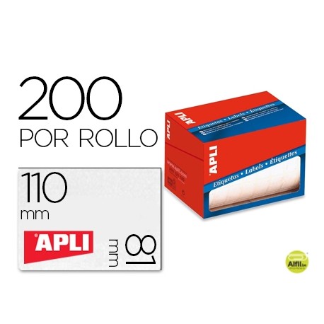 ETIQUETA ADHESIVA APLI 1705 TAMAÔO 81X110 MM EN ROLLO DE 200 UNIDADES