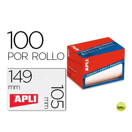 ETIQUETA ADHESIVA APLI 1706 TAMAÔO 105X149 MM EN ROLLO DE 100 UNIDADES