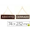 LETRERO METALICO SERIGRAFIADO ABIERTO Y CERRADO CON CADENA Y VENTOSA PARA COLGAR DE 74X232 MM