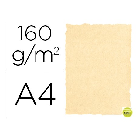PAPEL PERGAMINO DIN A4 160 GR COLOR PERGAMINO CREMA PAQUETE DE 25 HOJAS