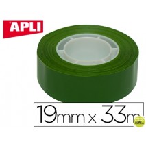 CINTA ADHESIVA APLI 33 MT X 19 MM COLOR VERDE