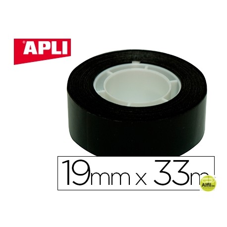 CINTA ADHESIVA APLI 33 MT X 19 MM COLOR NEGRO