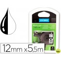 CINTA DYMO NEGRO BLANCO 12MM X 5,5 MT D1 POLYESTER ADHESIVO PERMANENTE