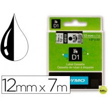CINTA DYMO NEGRO TRANSPARENTE 12MM X7 MT D1
