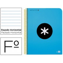 BLOC ESPIRAL LIDERPAPEL FOLIO ANTARTIK TAPA EXTRADURA 80 H 100G HORIZONTAL CON MARGEN COLOR AZUL