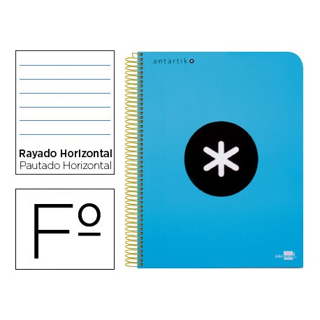 BLOC ESPIRAL LIDERPAPEL FOLIO ANTARTIK TAPA EXTRADURA 80 H 100G HORIZONTAL CON MARGEN COLOR AZUL