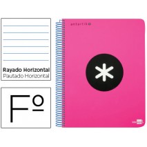 BLOC ESPIRAL LIDERPAPEL FOLIO ANTARTIK TAPA EXTRADURA 80 H 100G HORIZONTAL CON MARGEN COLOR ROSA FLU