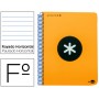 BLOC ESPIRAL LIDERPAPEL FOLIO ANTARTIK TAPA EXTRADURA 80 H 100G HORIZONTAL CON MARGEN COLOR NARANJA