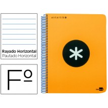 BLOC ESPIRAL LIDERPAPEL FOLIO ANTARTIK TAPA EXTRADURA 80 H 100G HORIZONTAL CON MARGEN COLOR NARANJA
