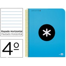 BLOC ESPIRAL LIDERPAPEL CUARTO ANTARTIK TAPA EXTRADURA80 H 100G HORIZONTAL CON MARGEN COLOR AZUL