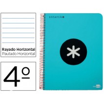 BLOC ESPIRAL LIDERPAPEL CUARTO ANTARTIK TAPA EXTRADURA80 H 100G HORIZONTAL CON MARGEN COLOR TURQUESA