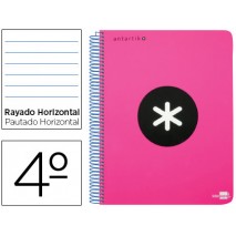 BLOC ESPIRAL LIDERPAPEL CUARTO ANTARTIK TAPA EXTRADURA80 H 100G HORIZONTAL CON MARGEN COLOR ROSA FLU