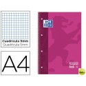 BLOC ESPIRAL OXFORD EUROPEAN BOOK TAPA EXTRADURA DIN A4 80 HOJAS CUADRICULA 5 MM COLOR ROSA
