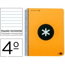 BLOC ESPIRAL LIDERPAPEL CUARTO ANTARTIK TAPA EXTRADURA 80 H 100 G HORIZONTAL CON MARGEN COLOR NARANJ