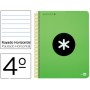 BLOC ESPIRAL LIDERPAPEL CUARTO ANTARTIK TAPA EXTRADURA80 H 100G HORIZONTAL CON MARGEN COLOR VERDE